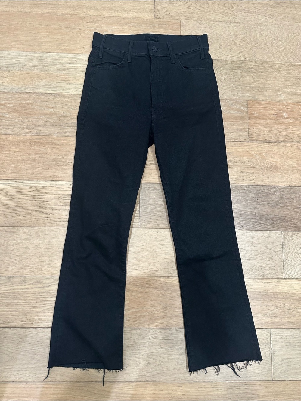 Mother Jeans Womens 25 Black Hustler Ankle Fray Not Guilty Stretch Denim Flare